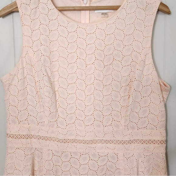Calvin Klein Blossom Pink Cotton Eyelet Fit & Flare Dress Summer Wedding A-Line - Picture 3 of 6